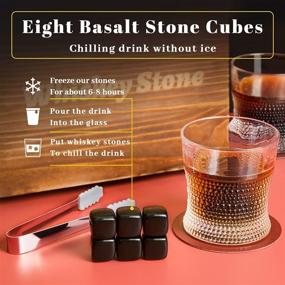 img 2 attached to 🎁 Gift Boxed Whiskey Glass and Whiskey Stones Sets - 8 Basalt Chilling Whisky Rocks with 2 Glasses - Perfect Whiskey Gifts for Men, Dad, Husband, Boyfriend, Boss