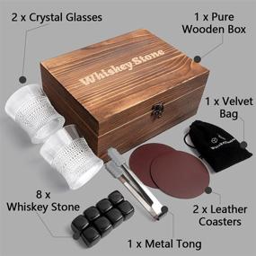 img 3 attached to 🎁 Gift Boxed Whiskey Glass and Whiskey Stones Sets - 8 Basalt Chilling Whisky Rocks with 2 Glasses - Perfect Whiskey Gifts for Men, Dad, Husband, Boyfriend, Boss