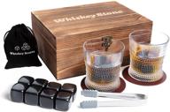 🎁 gift boxed whiskey glass and whiskey stones sets - 8 basalt chilling whisky rocks with 2 glasses - perfect whiskey gifts for men, dad, husband, boyfriend, boss logo