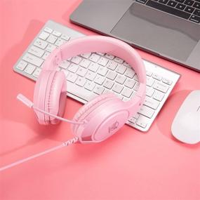 img 3 attached to Wireless Pink Gaming Headset for Nintendo Switch, Xbox One, PS4, PS5, with Bass Surround and Noise Cancelling, Flexible Mic, Adjustable Over-Ear Headphones for Laptop, PC, iPad, Smartphones - 3.5mm Wired Connectivity