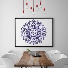 img 2 attached to 🎨 6-Pack Reusable Mandala Floor Stencils (6 x 6 inch) for Painting, Laser Cut Painting Templates for Floors, Walls, Tiles, Fabrics, and Wood DIY Decor - White-AA