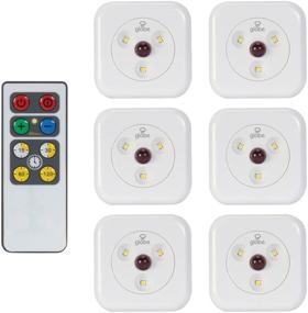 img 4 attached to 🔦 6-Pack LED Under Cabinet Slim Puck Light with Universal Remote Control, Dimmable, Push Button On/Off Switch, White Finish, Includes 18 Batteries, Soft White 3000K, Model #26044