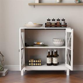 img 1 attached to 📦 Stylish RASOO Sideboard Cabinet and Buffet Storage with Double Framed Glass Doors - Organize and Display in Your Kitchen or Dining Room!