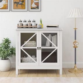 img 3 attached to 📦 Stylish RASOO Sideboard Cabinet and Buffet Storage with Double Framed Glass Doors - Organize and Display in Your Kitchen or Dining Room!