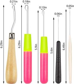 img 2 attached to 🧶 Latch Hook Crochet Needle Set - 10Pcs Bent & Wooden Hooks for Kids & Adults