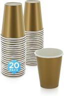 ☕️ sparksettings disposable paper cups - gold, pack of 20 | perfect for hot and cold drinks: coffee, tea, water or juice! logo