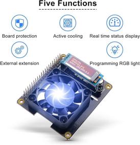 img 1 attached to Enhance Your Raspberry Pi 4B Performance: Cooling Fan, RGB Hat, and OLED Display Combo!