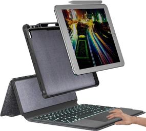 img 4 attached to Eoso Trackpad iPad Keyboard Case for Apple iPad 10.2 inch iPad 2021 9th & 8th & 7th Gen, Air 3, Pro 10.5: 7 Color Backlight, Touchpad, Detachable Slim Cover with Pencil Holder (10.2/10.5, Black)