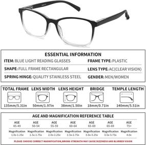 img 2 attached to 3 Pack Blue Light Blocking Square Computer Reading Glasses with Comfort Spring Hinges for Men and Women – Anti UV/Eye Strain/Glare (+1.75 Magnification Strength)