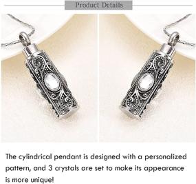 img 2 attached to 💎 Crystal Stainless Steel Cylinder Urn Pendant Memorial Necklace Keepsake for Women/Men - constantlife Cremation Jewelry for Ashes