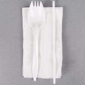 img 2 attached to 🍽️ BWS Individually Wrapped White Medium Weight Plastic Spork, Straw, and Napkin Kit: Case of 1000 - Convenient and Hygienic Disposable Cutlery Set