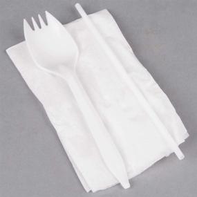 img 1 attached to 🍽️ BWS Individually Wrapped White Medium Weight Plastic Spork, Straw, and Napkin Kit: Case of 1000 - Convenient and Hygienic Disposable Cutlery Set