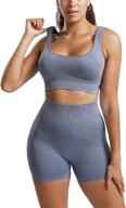 👙 yeoreo women 2 pieces workout set: high waist seamless yoga outfit with ribbed sports bra - v neck sleeveless activewear логотип