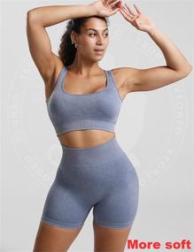 img 3 attached to 👙 YEOREO Women 2 Pieces Workout Set: High Waist Seamless Yoga Outfit with Ribbed Sports Bra - V Neck Sleeveless Activewear