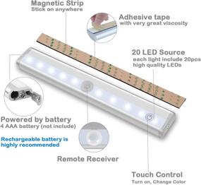 img 3 attached to 🔦 Convenient Remote Control Wireless Under Cabinet Lighting 4 Pack for Room/Kitchen/Stairway – Battery Operated LED Closet Light with Remote/Touch Control