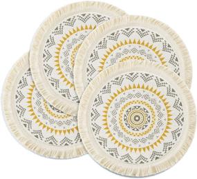 img 4 attached to 🍽️ OJIA Tassel Placemats: Stylish, Washable Décor Essentials