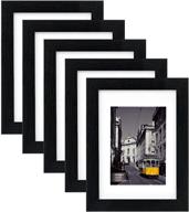 eletecpro 5x7 picture frames set of 5 - display 4x6 or 3.5x5 photos with or without mat - wall gallery or tabletop photo frames - wall mountable or tabletop display (black, 5x7) логотип