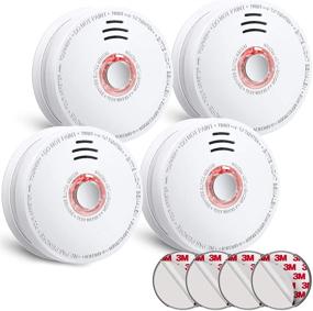 img 4 attached to 🔥 SITERLINK Smoke Detectors Battery Operated with LED Lights - GS528A, 4 Pack: UL Listed Fire Alarm for House with Test-Silence Button & Photoelectric Sensor