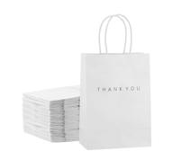 👜 sdootjewelry thank you gift bags, pack of 50 white paper bags with handles, 5.9 x 3.1 x 8.3'' wedding party bags, kraft gift bags, retail shopping bags for better seo logo