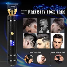 img 3 attached to 🔌 Cordless Rechargeable Hair Clippers for Men: Professional Zero Gapped T-Blade Trimmer Edgers with LED Display – Electric Beard Trimmer Shaver Hair Cutting Kit (Black)