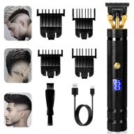 🔌 cordless rechargeable hair clippers for men: professional zero gapped t-blade trimmer edgers with led display – electric beard trimmer shaver hair cutting kit (black) logo