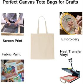 img 3 attached to 👜 Wholesale Bundle of 12 Blank Canvas Reusable Grocery Tote Bags for Crafts with Bonus PTFE Teflon Sheet - 15 x 16 Inch