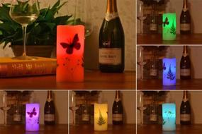 img 2 attached to 🕯️ Candle Set of 3 Flameless 4", 5", 6" Unscented Tealight Butterfly Flower Plants Decoration Real Wax Pillar Candle LED Lights 12 Color Changing 4-Hour 8-Hour Timer Remote Control AAA Battery Operated