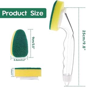 img 3 attached to 🧽 MOTZU Dish Scrub Sponge with Soap Dispensing Non-Leak Handle - 3 Replacement Scrubber Sponges Included - Brush Soap Dispenser Dishwand for Kitchen Dishes