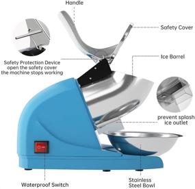 img 2 attached to 🍧 OKF Ice Shaver: Powerful Electric Three Blades Snow Cone Maker, Splash Prevention, Stainless Steel Construction - Home and Commercial Ice Crushers (Blue)