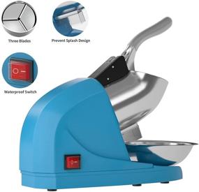 img 3 attached to 🍧 OKF Ice Shaver: Powerful Electric Three Blades Snow Cone Maker, Splash Prevention, Stainless Steel Construction - Home and Commercial Ice Crushers (Blue)