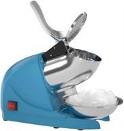 🍧 okf ice shaver: powerful electric three blades snow cone maker, splash prevention, stainless steel construction - home and commercial ice crushers (blue) логотип