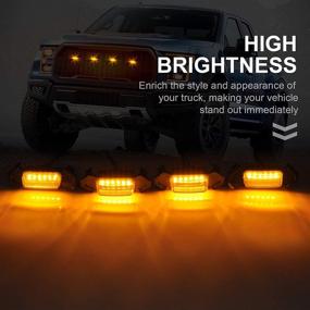 img 3 attached to 🔆 Amber LED Grille Lights Kit for Toyota Tacoma TRD PRO Front Grille 2016-2019 (4 Pack, Black Shell Amber Lights) - 12-24V Compatible
