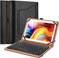 📱 procase 9-10.5 inch tablet keyboard case - slim lightweight cover with detachable wireless keyboard, adjustable fixing band - black logo