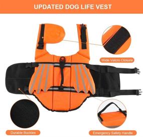 img 2 attached to 🐶 EMUST Adjustable Dog Life Jacket for Water Safety - XL Orange Pet Life Vest with Rescue Handle for Swimming Pool, Beach, Boating