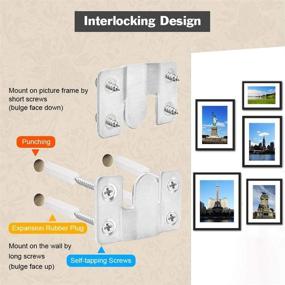 img 1 attached to Large Photo Frame Hook Set – Heavy Duty Stainless Steel Interlocking Z Clips for Headboard & Wall Mounted Display – Furniture Flush Mount Bracket with Wall Mount Hardware – Ideal for Art Gallery (4 Sets)
