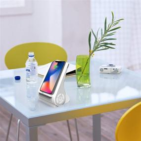 img 1 attached to 📱 Белая зарядная станция Azpen Dockall D101 - беспроводная зарядка с совместимостью Qi и премиум Bluetooth-динамиком