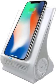 img 4 attached to 📱 Белая зарядная станция Azpen Dockall D101 - беспроводная зарядка с совместимостью Qi и премиум Bluetooth-динамиком