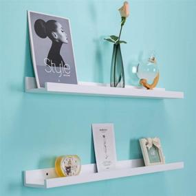 img 1 attached to 📷 Denver Modern Wall Mount Floating Picture Shelves - Long Narrow Picture Ledge – Set of 2 (36 Inch) with Mounting Hardware - Solid Pine