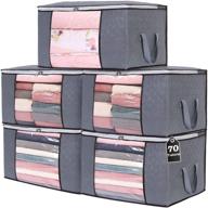 👚 organize your wardrobe effortlessly with vieshful 5 pack clothes storage bags - 90l large capacity, reinforced handles, foldable, and breathable fabric логотип