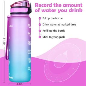 img 2 attached to BottleBaboon 32oz Motivational Water Bottle: Stay Hydrated with Time Marker & Leakproof Design for Fitness & Outdoor Sports (Pink & Green)