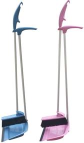 img 4 attached to 🧹 Coralpearl Upright Dustpan Angle Broom Combo with Metal Long Handle, Rubber Lip, 36 inches - Lobby Standing Floor Dust Pan Sweep Set for Indoor Cleaning of Office Home Kitchen Room Garage (Blue+Pink)