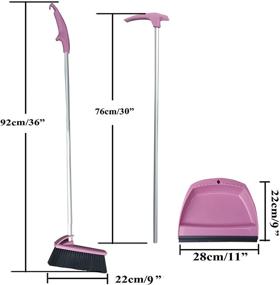 img 3 attached to 🧹 Coralpearl Upright Dustpan Angle Broom Combo with Metal Long Handle, Rubber Lip, 36 inches - Lobby Standing Floor Dust Pan Sweep Set for Indoor Cleaning of Office Home Kitchen Room Garage (Blue+Pink)