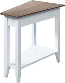 img 2 attached to 🌿 Convenience Concepts American Heritage Wedge End Table - Driftwood Top with White Frame