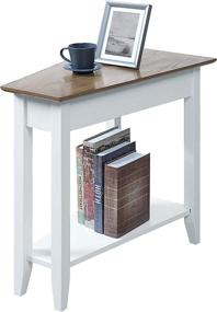 img 3 attached to 🌿 Convenience Concepts American Heritage Wedge End Table - Driftwood Top with White Frame