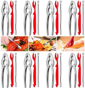 img 4 attached to 🦀 Seafood Tools Set - 24 Pcs Crab Crackers, Nut Cracker Forks, Opener Shellfish, Lobster Leg Sheller Knife - Kitchen Accessories