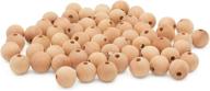 wooden beads (19mm) - pack of 50 unfinished bead supplies for crafting - woodpeckers logo