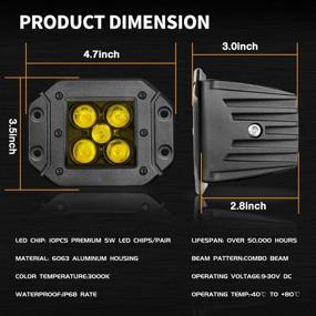 img 3 attached to 🚦 YCHOW-TECH Flush Mount LED Pods, 2Pcs 100W Amber LED Driving Lights 5Inch Spot Beam Off Road Lights Yellow Flush LED Light Bar Bumper Lights LED Work Light for Truck SUV Boat 4x4 ATV UTV Marine