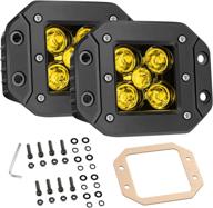 🚦 ychow-tech flush mount led pods, 2pcs 100w amber led driving lights 5inch spot beam off road lights yellow flush led light bar bumper lights led work light for truck suv boat 4x4 atv utv marine logo