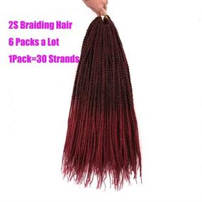 img 3 attached to 🔥 Geyashi Hair 6 Packs/Lot: 18 Inch 2Tone Dark Roots Ombre Senegalese Twist Crochet Hair Extensions - Jumbo Braids for Black Women (T1B/Burgundy Red Wine Color)