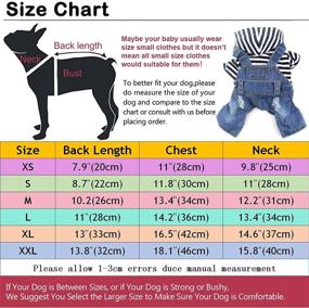 img 1 attached to 👕 Striped Pajamas Denim Outfits Blue Jeans Jumpsuits One-Piece Jacket Costumes Apparel Hooded Coats for Small and Medium Dogs - DOGGYZSTYLE Pet Dog Cat Hoodies
